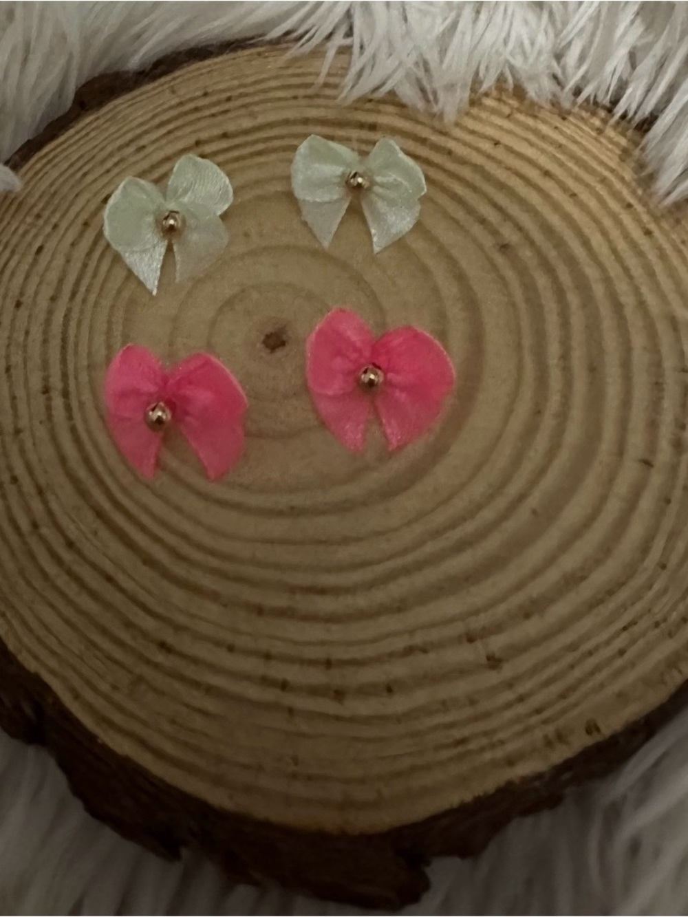 Pink and mint - Set of 4 earrings handcrafted for staking
